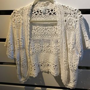 White crochet shrug